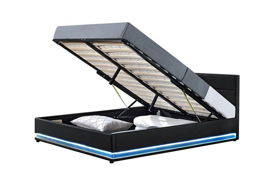 1165-1G Modern Luxury Leather Storage LED Polstret Sengeramme