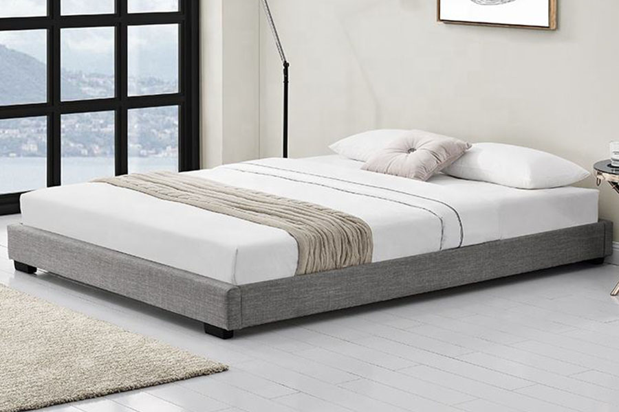 1159A King Queen Linen Solid Wood Frame Polstret Seng