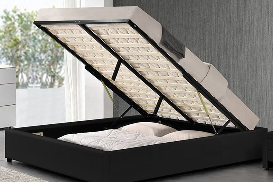 1155G moderne kunstskinn Hotel Gas Heis Oppbevaring Sengeramme