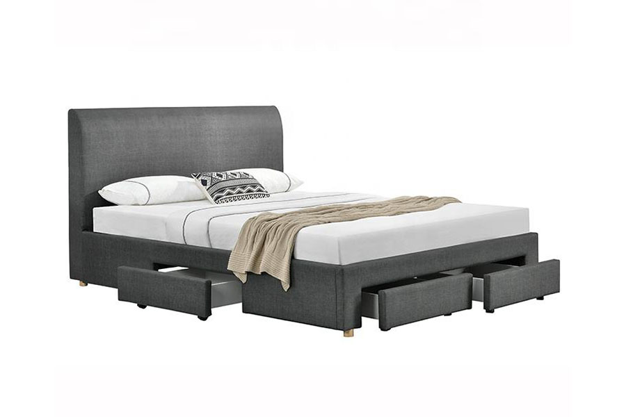 1216D Minimalistisk Fire-skuffer Stoff Polstret Sengeramme