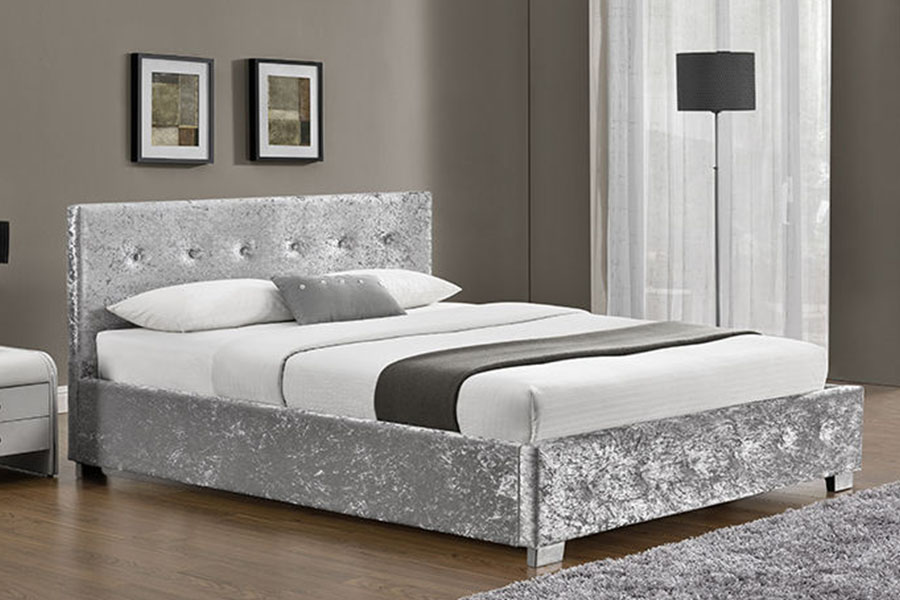 1191G Stoff Ottoman King-Size Polstret oppbevaringsseng ramme
