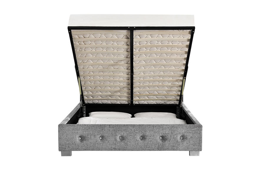 1191G Stoff Ottoman King-Size Polstret oppbevaringsseng ramme