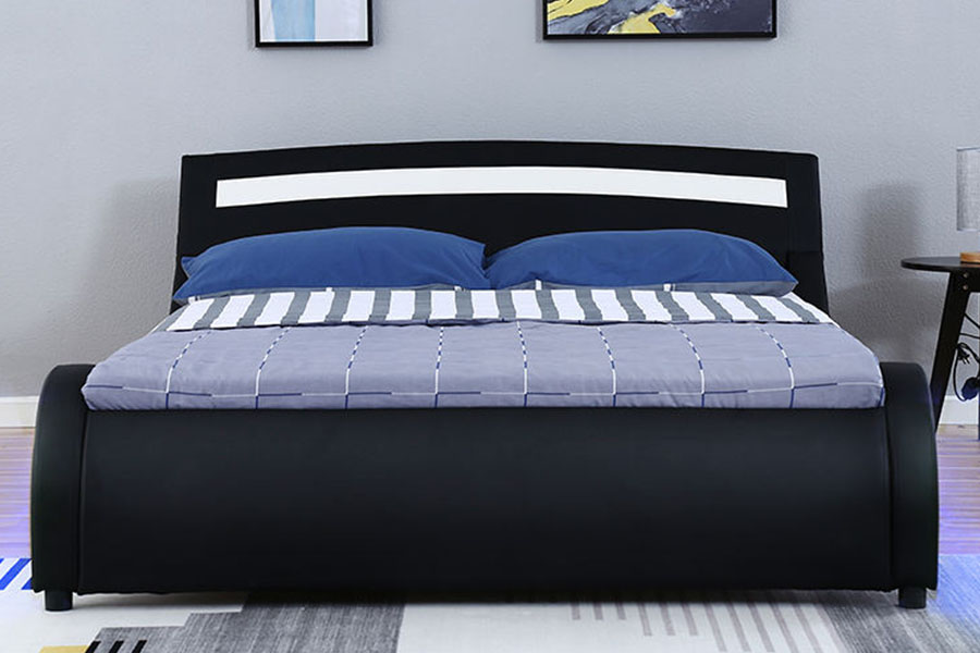 1188-1-2B Moderne PU-skinn LED-polstret sengeramme