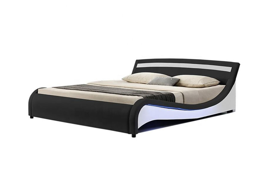 1188-1-2B Moderne PU-skinn LED-polstret sengeramme