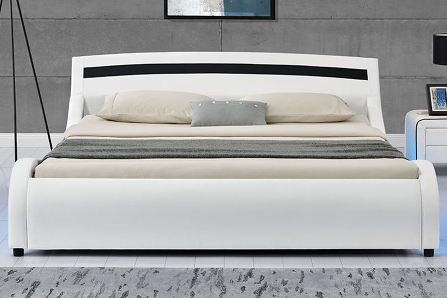 1188-1-2B Moderne PU-skinn LED-polstret sengeramme