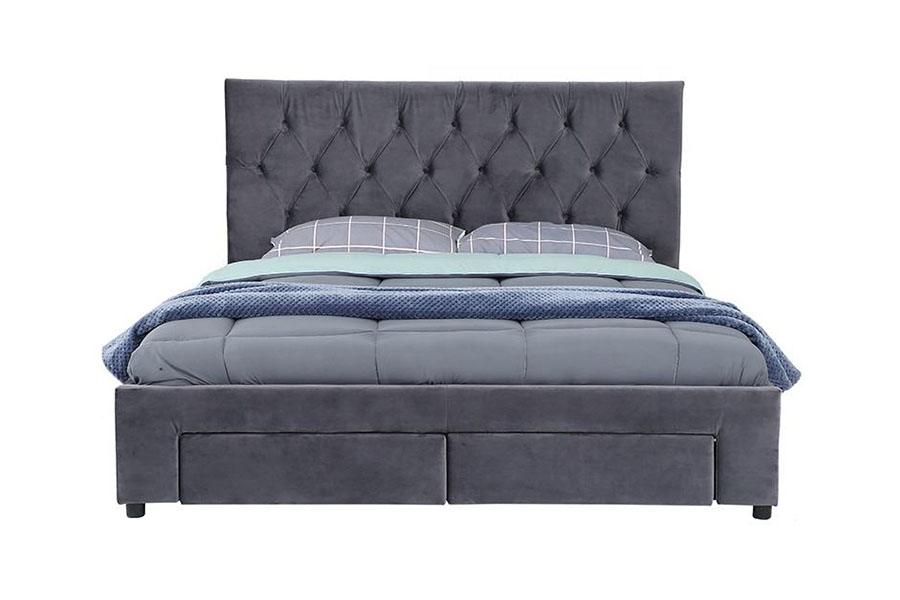 1406D Velvet King Wooden-Base skuff Polstret oppbevaringsseng ramme