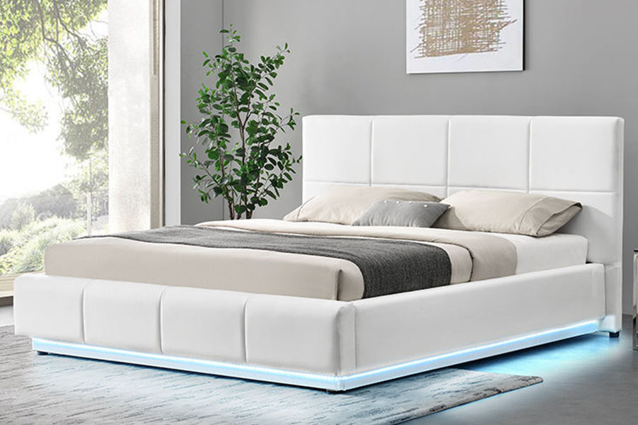 1388G Concave-Ravine LED-stoff Gasslift King Polstret oppbevaringssengramme