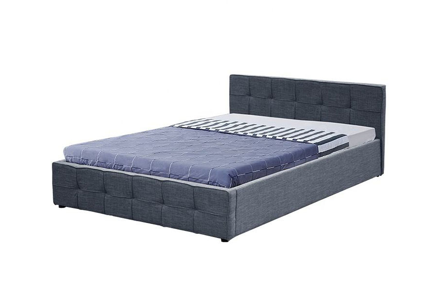 1295G Panel-hodegavl Stoff Queen Polstret Ottoman Storage Bed Ramme