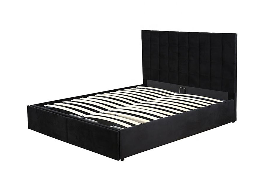 1344DG Tufted Button King Leather Gas-Lift Skuffe Oppbevaringsseng ramme