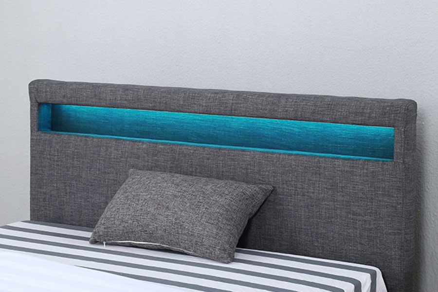 1334-1-2 Elegant lin-stoff LED dobbeltpolstret sengeramme