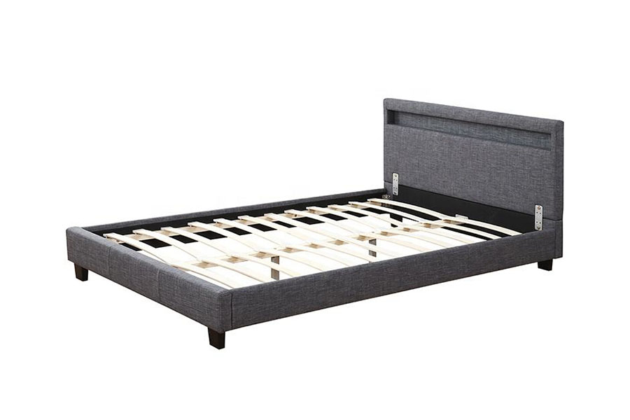 1334-1-2 Elegant lin-stoff LED dobbeltpolstret sengeramme