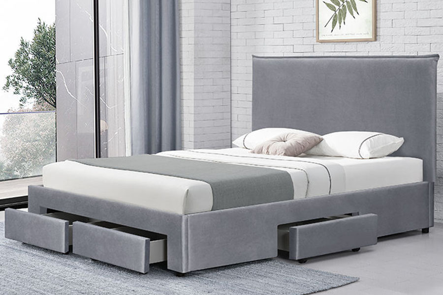 1243D No-Spring PU-skinn Skuffe-Base Queen Oppbevaringsseng Ramme