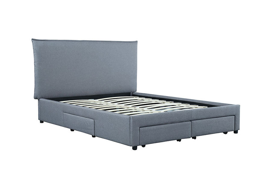 1243D No-Spring PU-skinn Skuffe-Base Queen Oppbevaringsseng Ramme